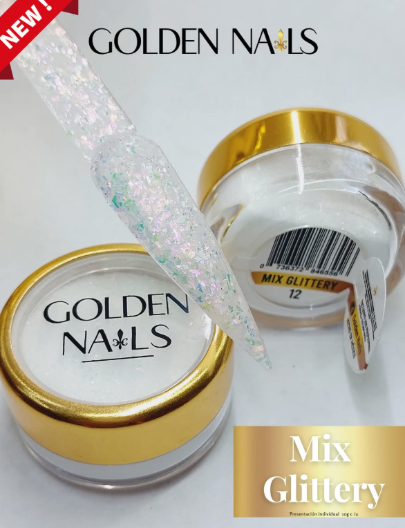 MIX GLITTERY #12 GOLDEN NAILS.